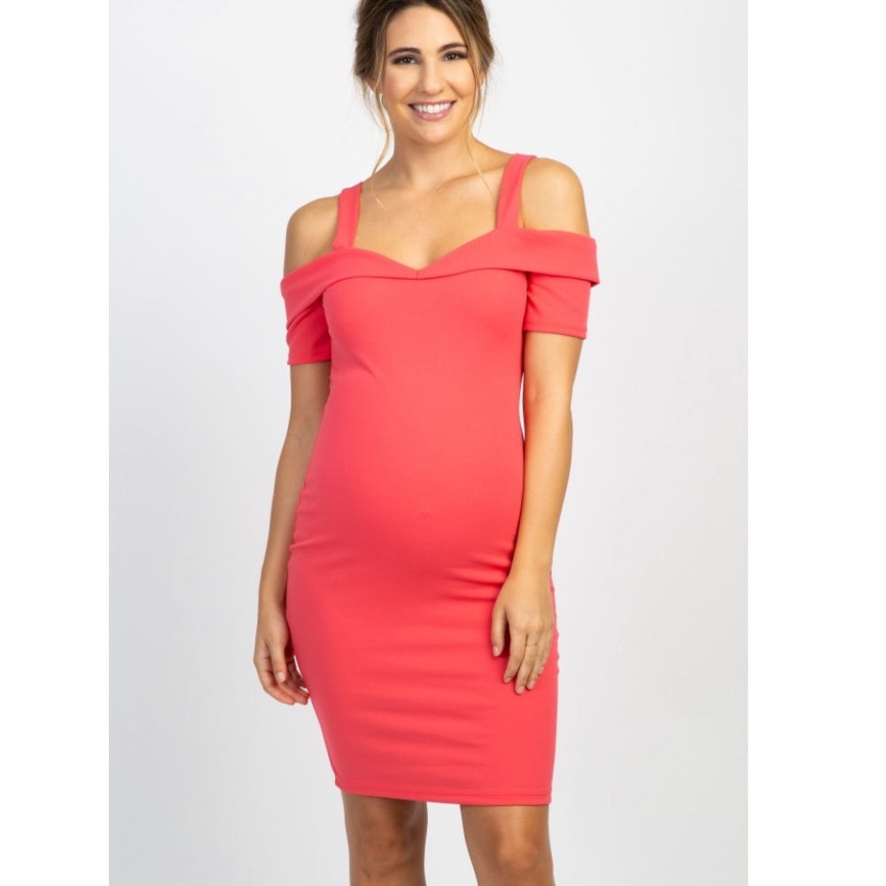 Pinkblush cold shoulder maternity cocktail dress